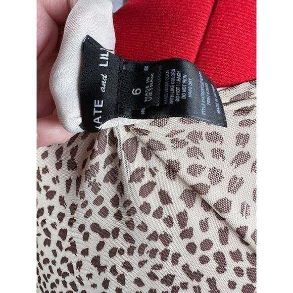 Kate And Lily Women’s Dress Size 6 Animal Print Midi Short Sleeve Pullover - Picture 5 of 6